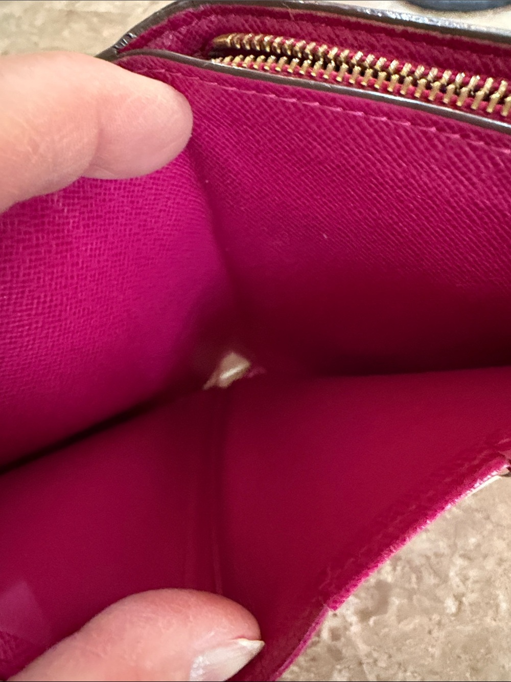 Louis Vuitton Auth Monogramed Perforated Compact Zipper Fuschia wallet /dustbag - Picture 9 of 17